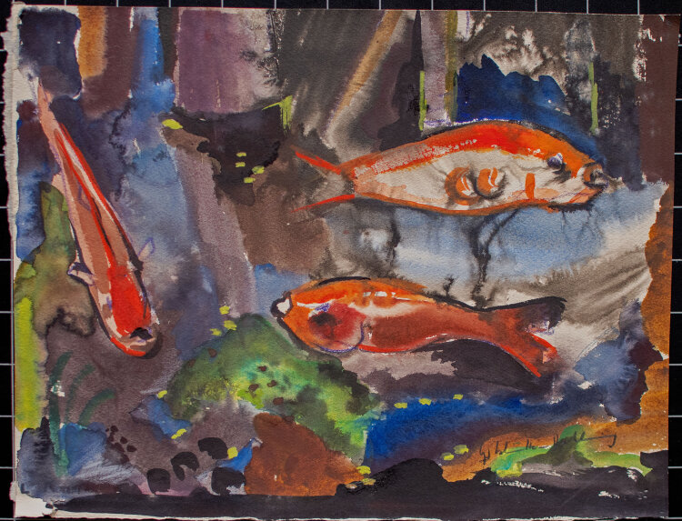 Gerhard Schulte-Dahling - Goldfische - 1955 - Aquarell und Pastell