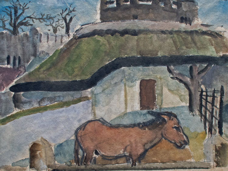 Gerhard Schulte-Dahling - Esel im Zoo - 1926 - Aquarell und Bleistift