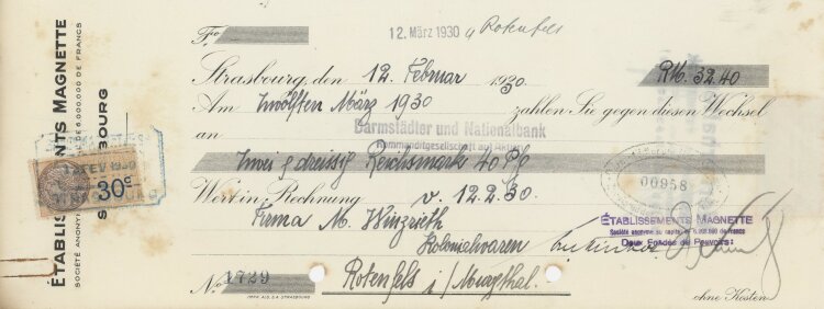 Établissements Magnette - Prima-Wechsel - 12.03.1930