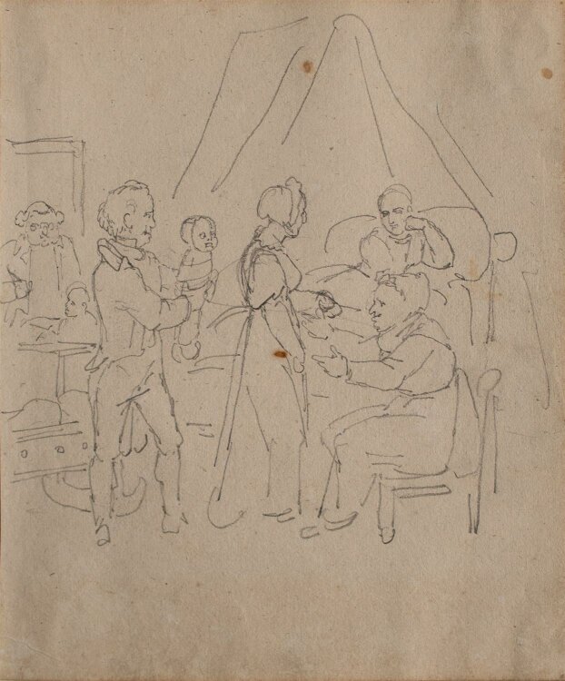 Joseph Simon Volmar - Geburtsszene - Bleistiftzeichnung - 1820
