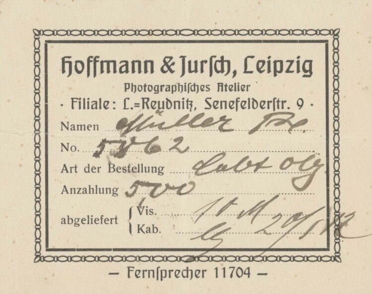 Hoffmann & Jursch - Quittung - um 1900