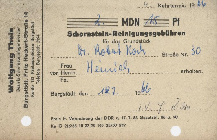 Familie Heinichan Wolfgang Thein- Rechnung - 18.07.1966