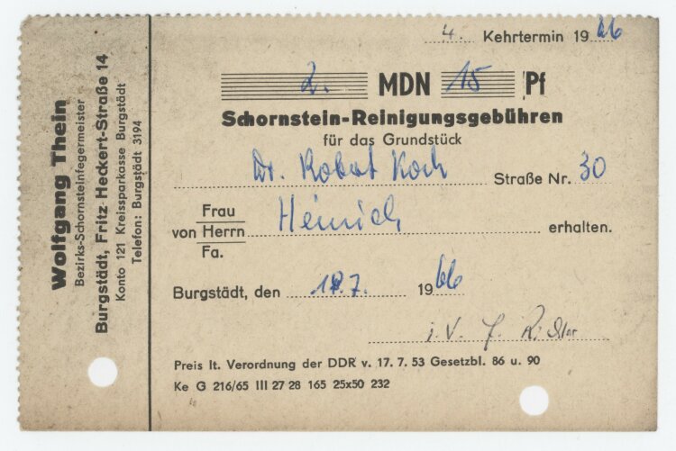 Familie Heinichan Wolfgang Thein- Rechnung - 18.07.1966