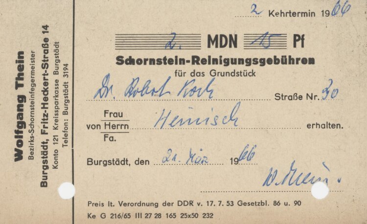 Familie Heinichan Wolfgang Thein- Rechnung - 21.03.1966