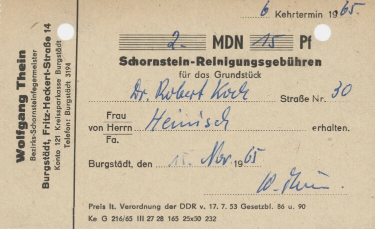 Familie Heinichan Wolfgang Thein- Rechnung - 15.11.1965