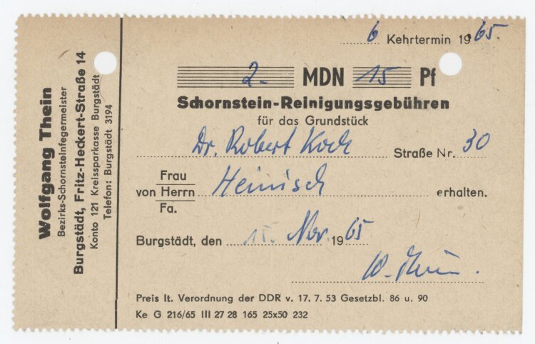 Familie Heinichan Wolfgang Thein- Rechnung - 15.11.1965