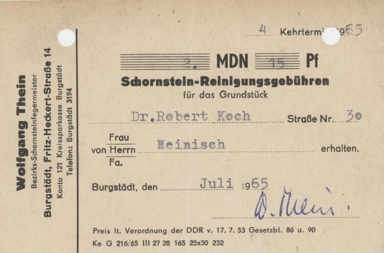 Familie Heinichan Wolfgang Thein- Rechnung - 07.1965