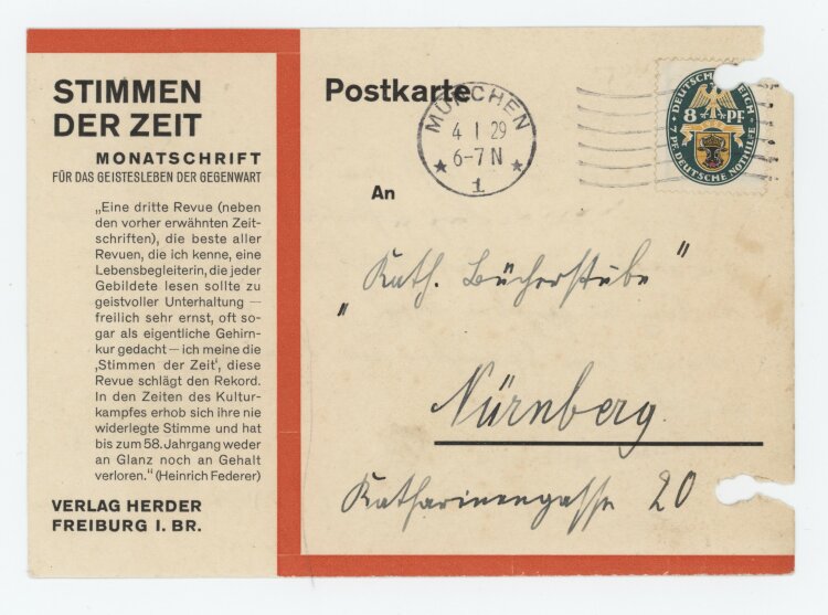 Peter Lippert - Postkarte - 04.01.1929