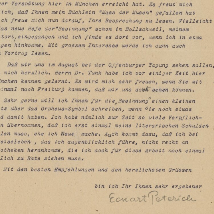 Eckhart Peterich - Brief - 1947