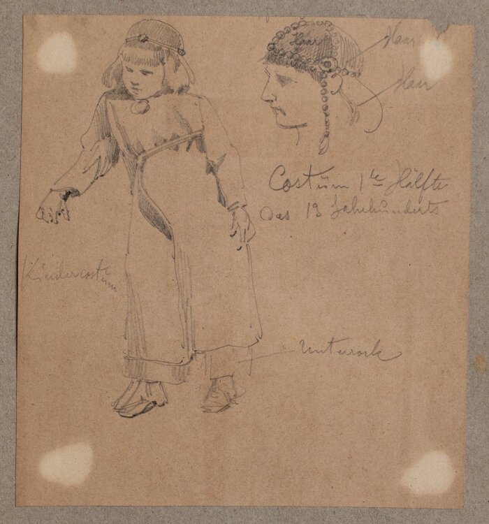 Theodor Volmar - Kostüm eines Kindes - Bleistiftzeichnung - o. J.