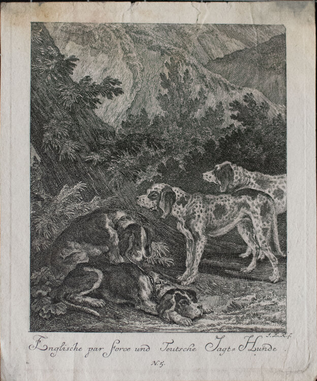 Johann Elias Ridinger - Englische par force und Teutsche Jagt-Hunde - o.J. - Kupferstich