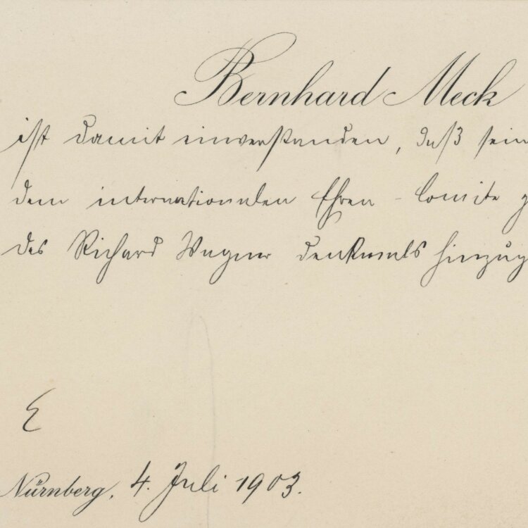 Bernhard Meck - Dankeskarte - 04.07.1903