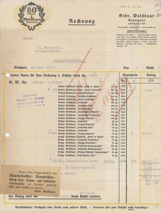 Firma M. Winzrieth (Kaufhaus)an Gebrüder Waldbaur-...