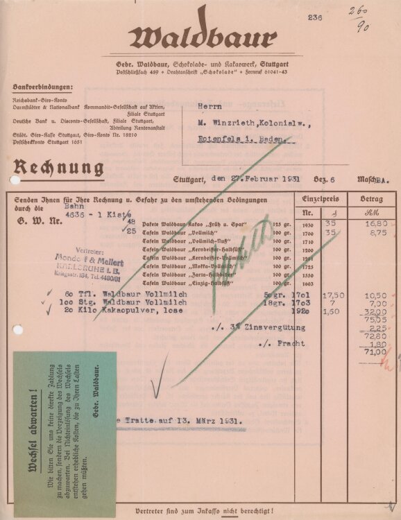 Firma M. Winzrieth (Kaufhaus)an Gebrüder Waldbaur-...