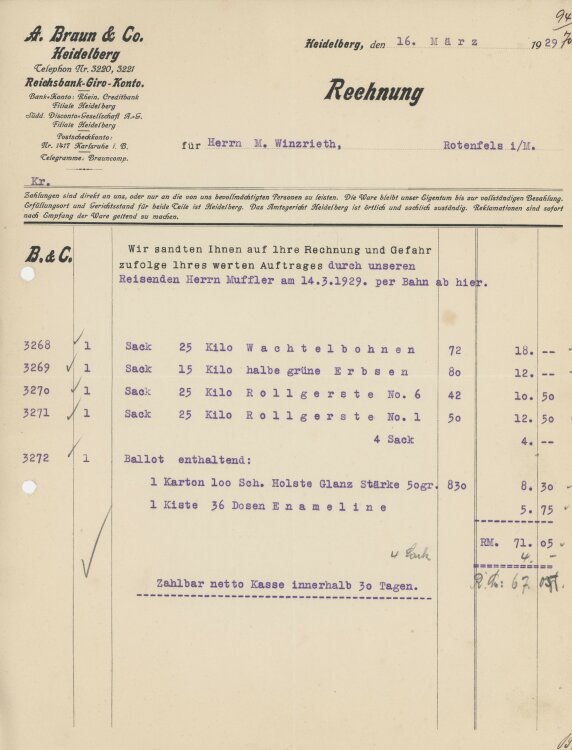 Firma M. Winzrieth (Kaufhaus)an A. Braun & Co.-...