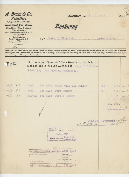 Firma M. Winzrieth (Kaufhaus)an A. Braun & Co.-...