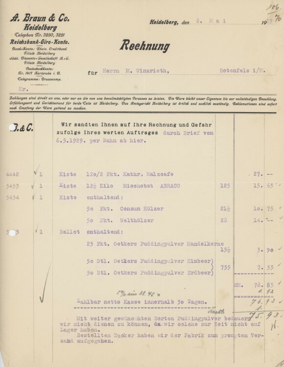 Firma M. Winzrieth (Kaufhaus)an A. Braun & Co.-...