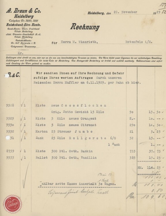 Firma M. Winzrieth (Kaufhaus)an A. Braun & Co.-...