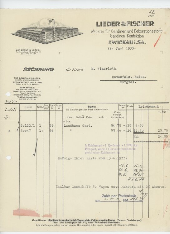 Firma M. Winzrieth (Kaufhaus)an Lieder & Fischer...