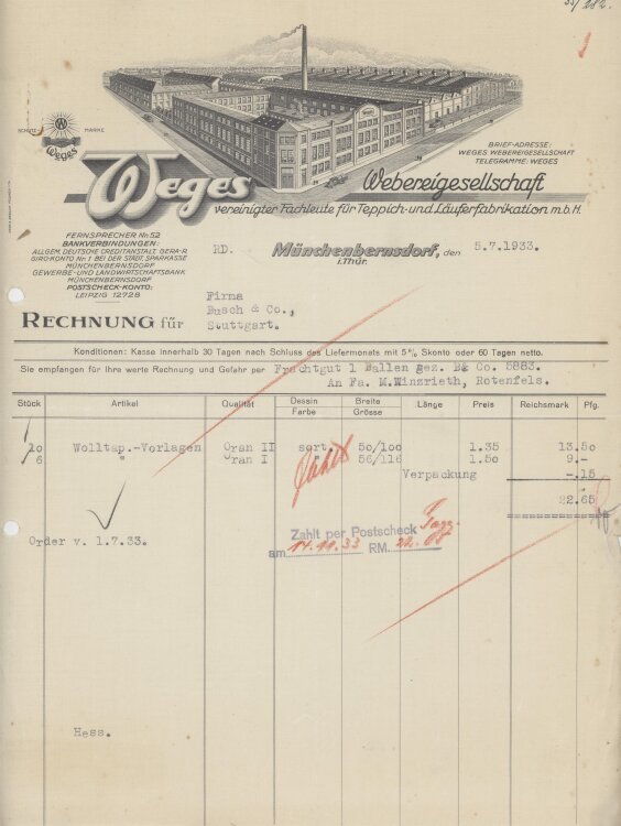 Firma M. Winzrieth (Kaufhaus)an Weges Vereinigte...