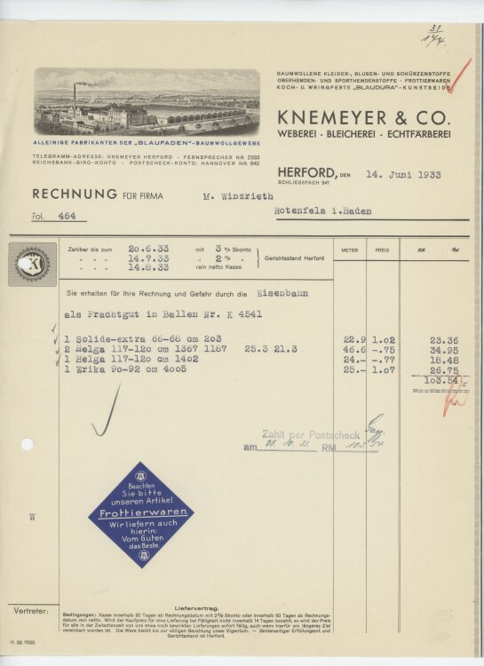 Firma M. Winzrieth (Kaufhaus)an Knemeyer & Co,...