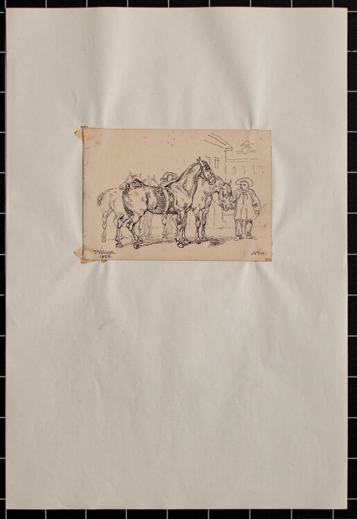 Joseph Simon Volmar - Pferde - Tuschezeichnung - 1853