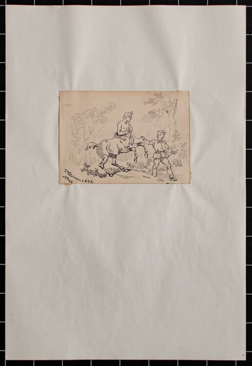 Joseph Simon Volmar - Knabe und ein gefangener Zentaur - Tuschezeichnung - 1853