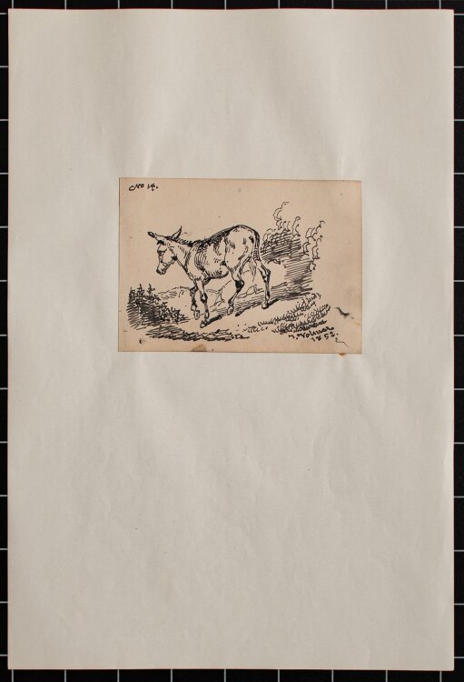 Joseph Simon Volmar - Esel - Tuschezeichnung - 1852