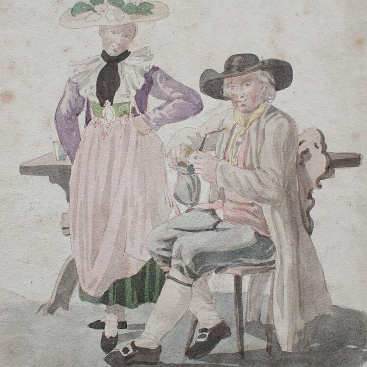 Friedrich Albert Zeh - Ehepaar in Tracht - o.J. - Aquarell