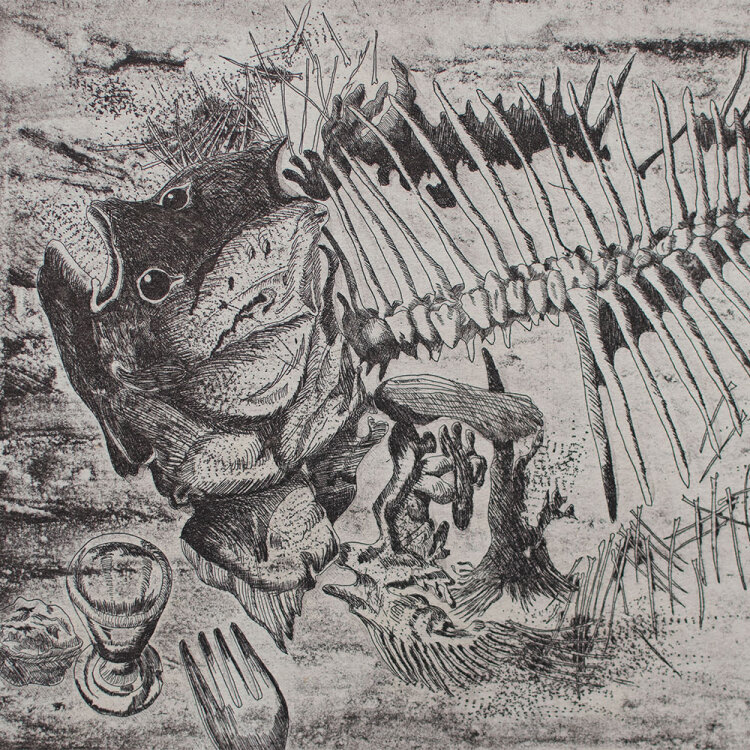 unbekannt - Fisch - 1989 - Radierung auf Büttenpapier