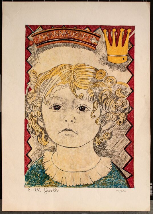 Eva Maria Geisler - Kinderporträt - Farblithographie...