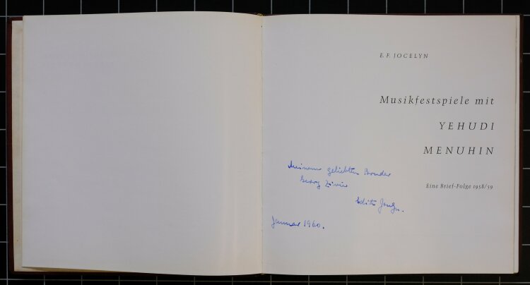 Yehudi Menuhin - Autograph - 1959