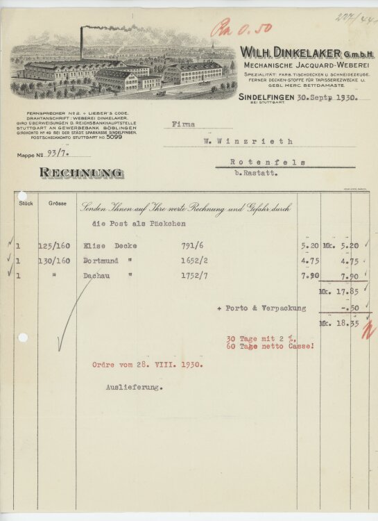 Firma M. Winzrieth (Kaufhaus)an Wilh. Dinkelaker GmbH-...