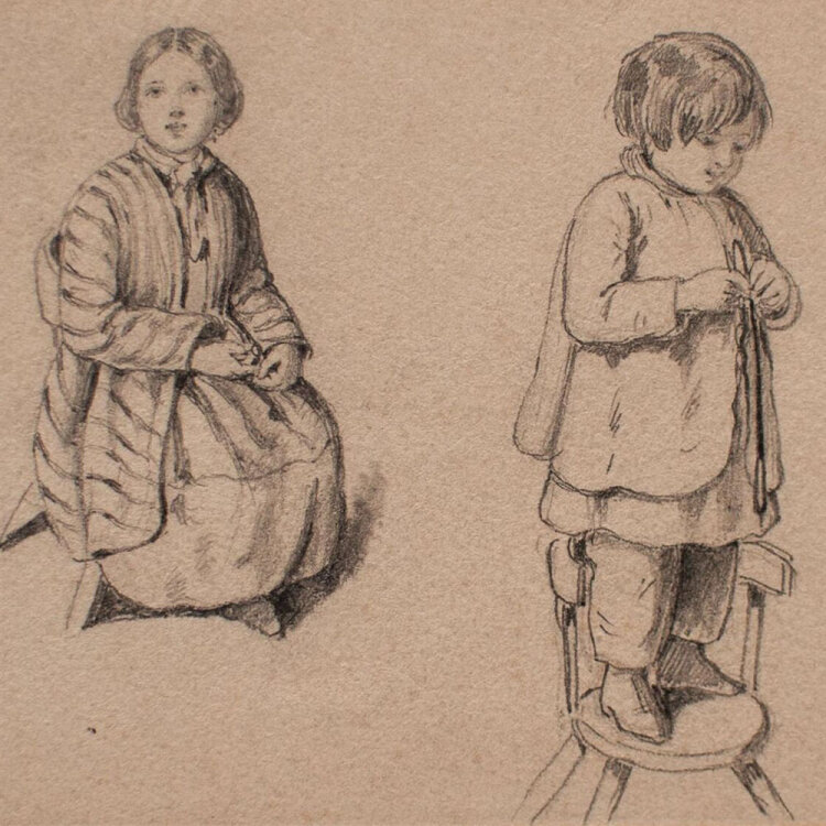 unbekannt - Kinderporträt, Studie - 1850 - Bleistiftzeichnung