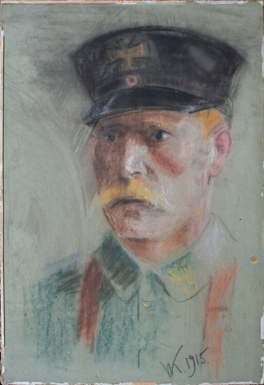 Unbekannt - Bildnis eines Soldaten - 1915 - Pastell auf grün getöntem Papier