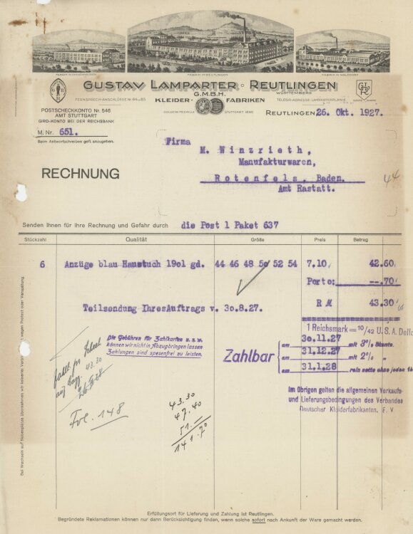 Firma M. Winzrieth (Kaufhaus)an Gustav Lamparter GmbH-...