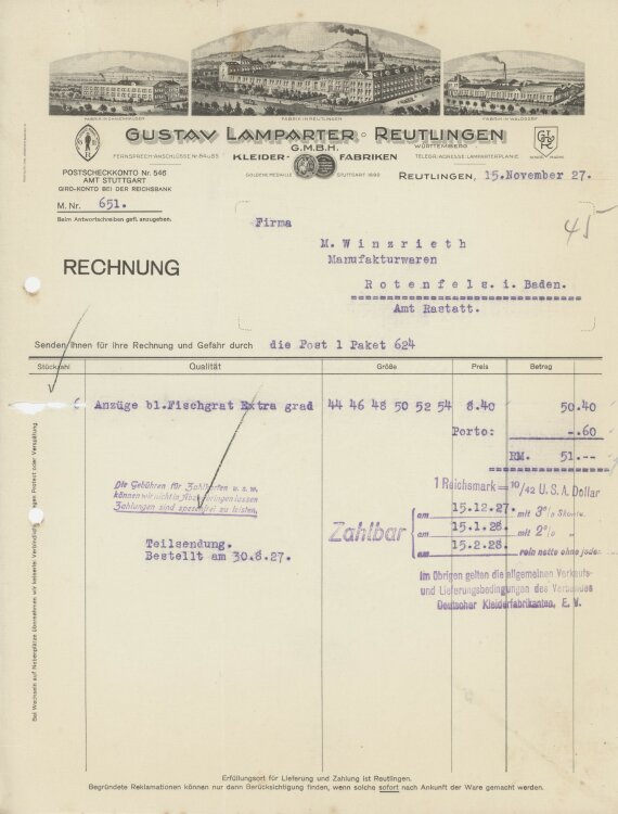 Firma M. Winzrieth (Kaufhaus)an Gustav Lamparter GmbH-...