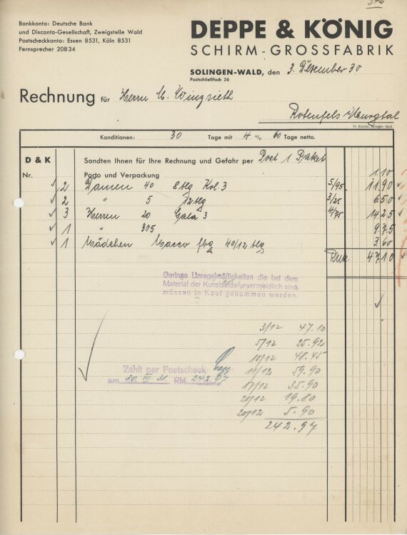 Firma M. Winzrieth (Kaufhaus)an Deppe & König...