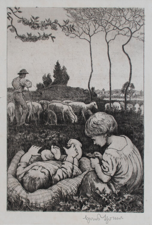 Hans Thoma - Idylle II - 1905 - Radierung auf Büttenpapier