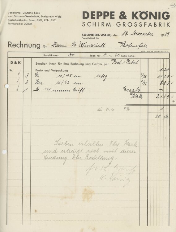 Firma M. Winzrieth (Kaufhaus)an Deppe & König...