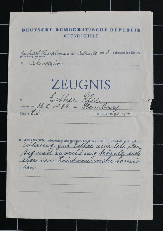 35. Volksschule - Zeugnis - 29.03.1941