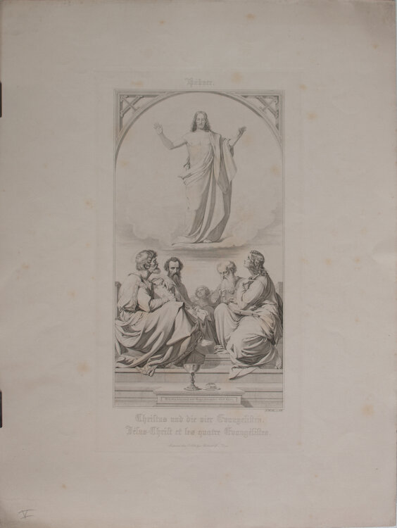 Rudolf Hübner - Christus und die vier Evangelisten - 1835 - Kupferstich