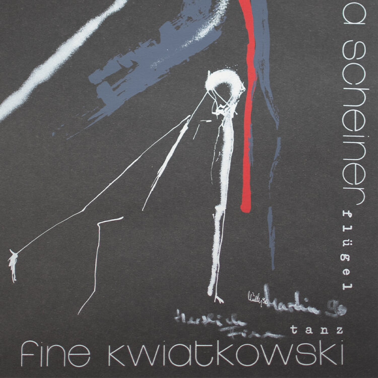 Martin Müller - Fine Kwiatkowski Tanz, Pamela Scheiner Flügel. Ausstellungsplakat - 1978 - Siebdruck auf Tonkarton