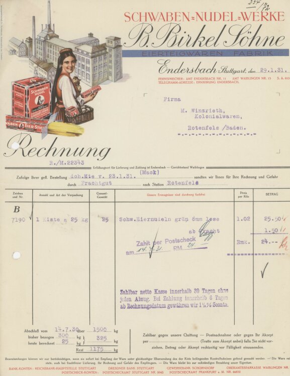 Firma M. Winzrieth (Kaufhaus)an Schwaben-Nudel-Werke-...