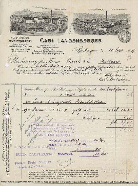 Firma M. Winzrieth (Kaufhaus)an Carl Landenberg...