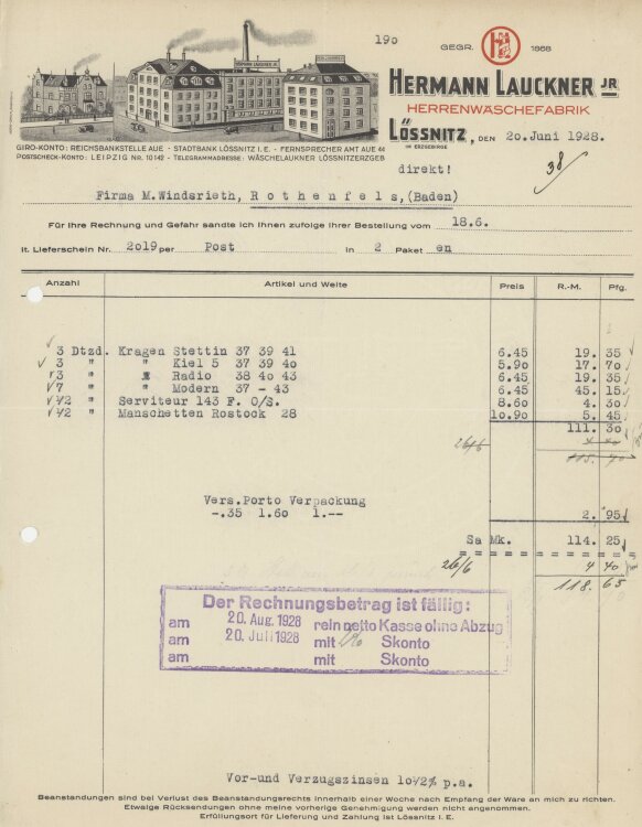 Firma M. Winzrieth (Kaufhaus)an Hermann Lauckner Jr...