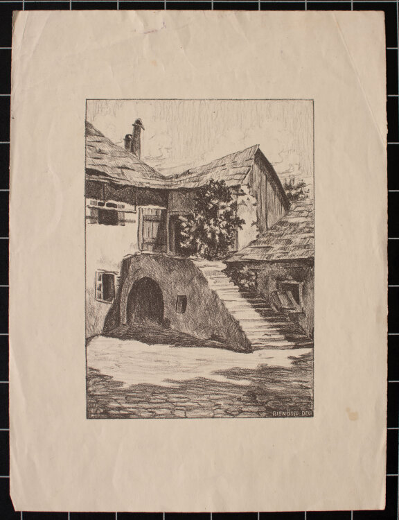 Rienössl - Altes Gehöft - undatiert - Lithografie