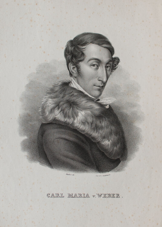 Joseph Brodtmann - Porträt Carl Maria von Weber - undatiert - Lithografie auf Büttenpapier