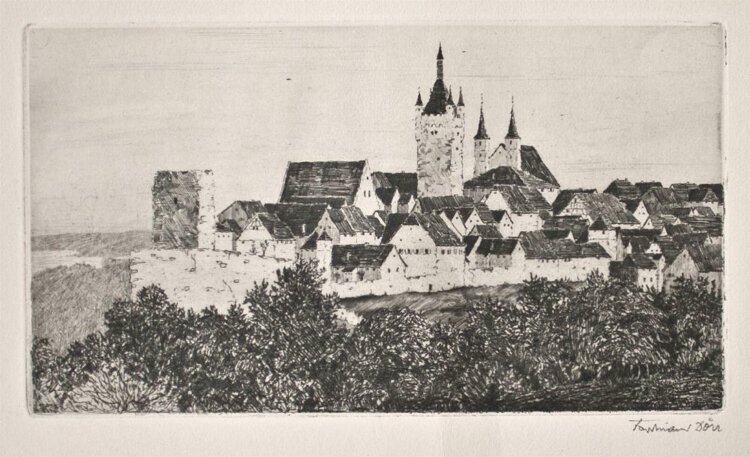 Ferdinand Dörr - Kaiserpfalz in Wimpfen - undatiert - Radierung auf Büttenpapier