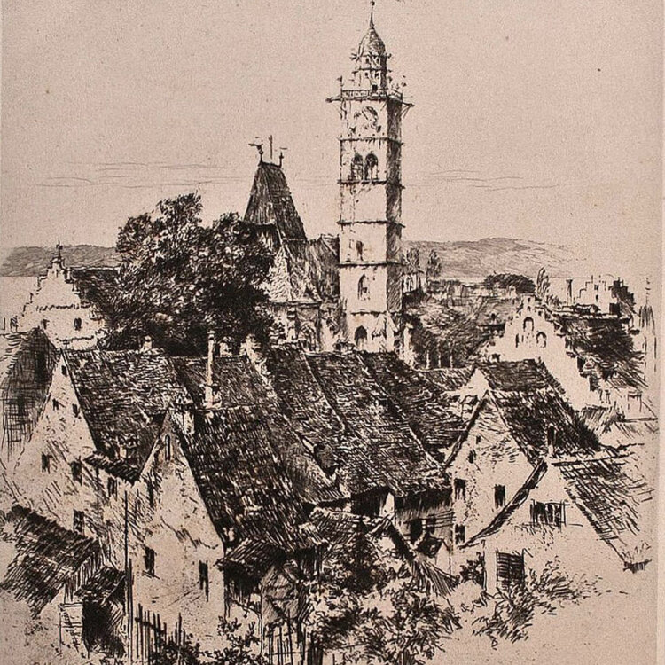 Peter Halm - Überlingen - 1859 - getönte Radierung